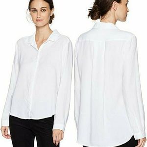 CLOTH + STONE HI-LO WHITE LONG SLEEVE BUTTON DOWN